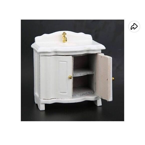 Dollhouse White Bathroom Vanity 1:12 Scale New - Picture 8 of 11